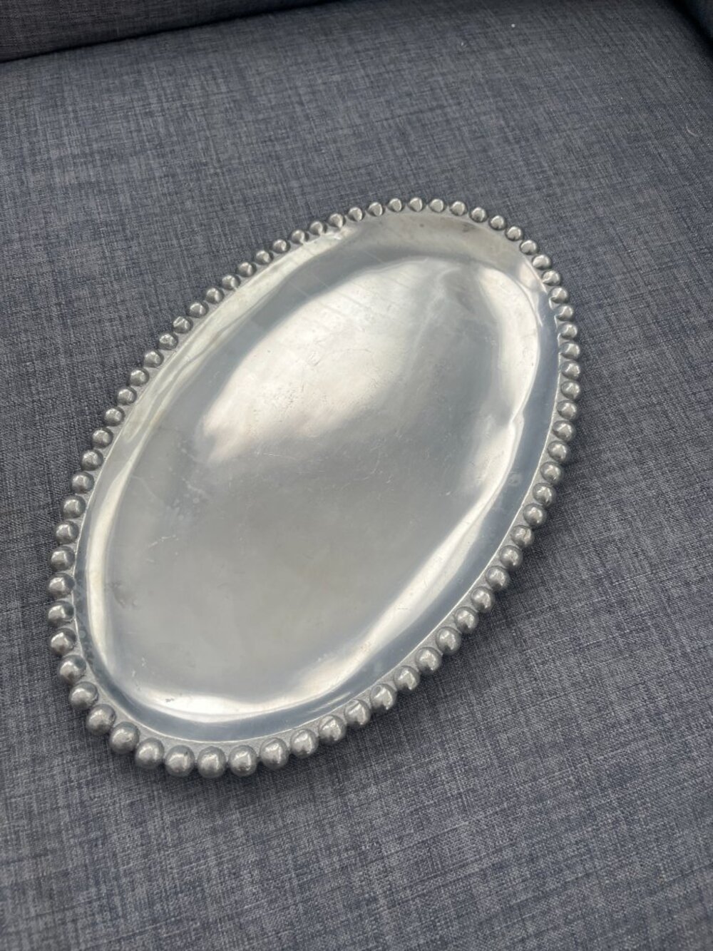 Vintage Mariposa Pearled Oval Platter Decorative Tray Made in Mexico